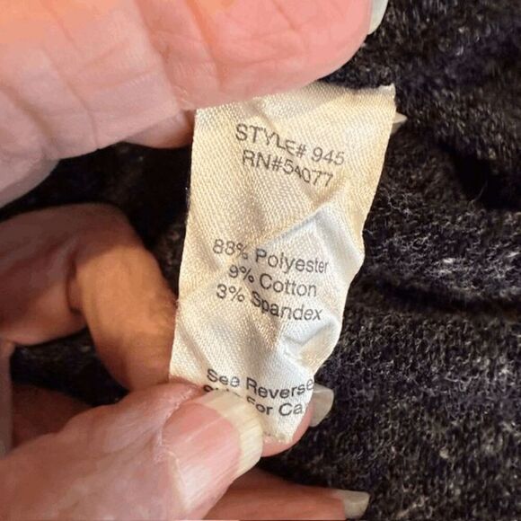 CAbi Glee Cowl Neck Sweater Cropped Long Sleeve High Low Hem Charcoal Size Small - Picture 5 of 10